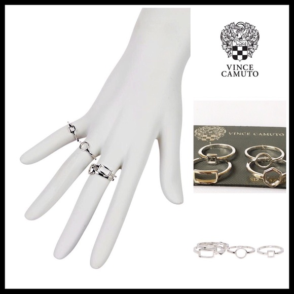 Vince Camuto Jewelry - VINCE CAMUTO 4 SET STACKABLE GEO SILVER RINGS A2C